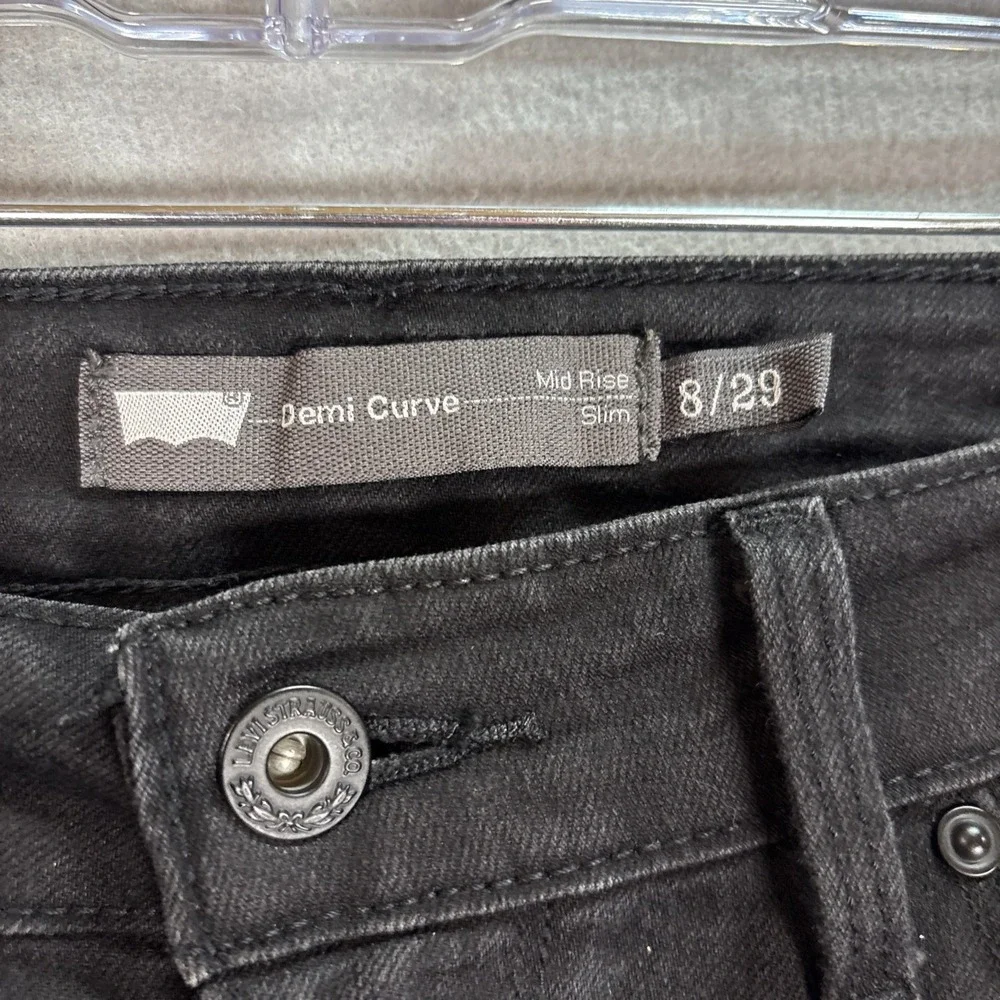 Levis Jeans Womens 8 Black Demi Curve Mid Rise Skinny Denim Stretch